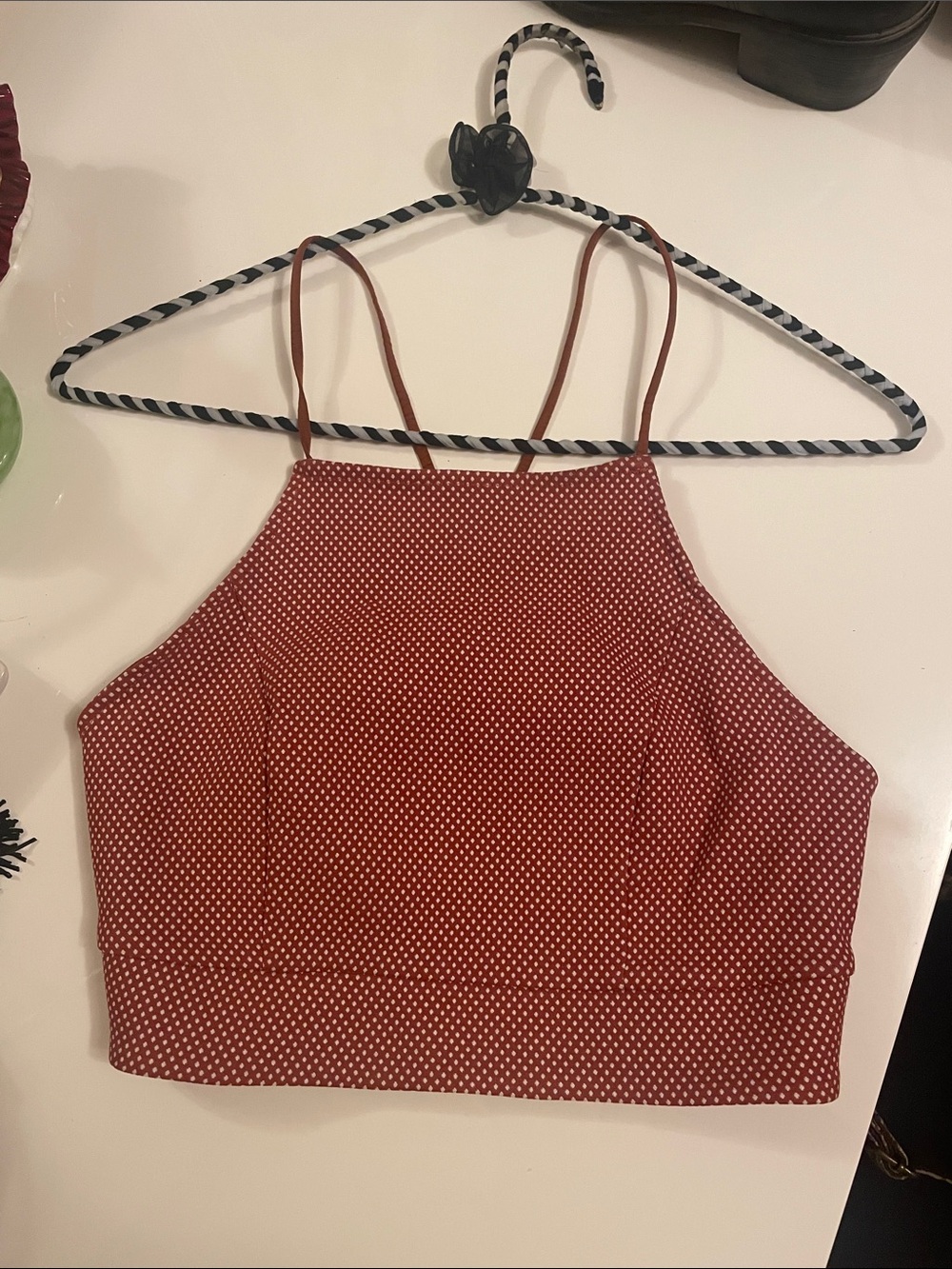 Urban Outfitters Rust Red Polka Dot Cropped Halter Tank